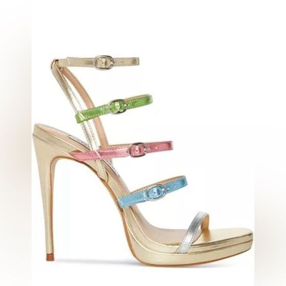 Steve Madden Jubilant Metallic Multi Multi Strap Open Toe Fashion Sandals Size 8 - Picture 2 of 4